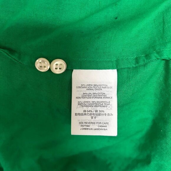 J. Crew "Perfect" Green Linen Blend Blouse Shirt, Size 00 - Picture 4 of 4